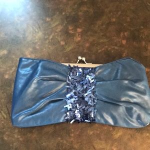 Blue sequins clutch
